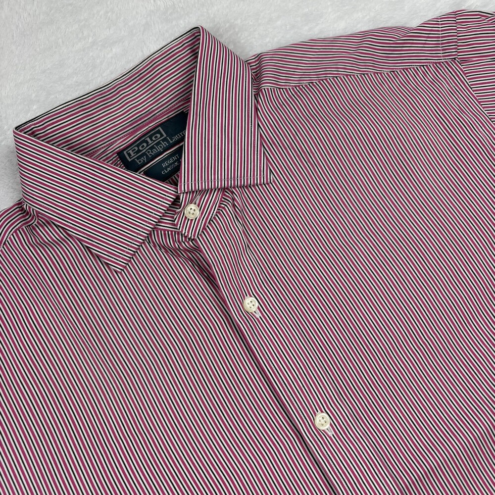 Polo By Ralph Lauren Shirt Mens L Pink Striped Long Sleeve Button-Up Classic Fit